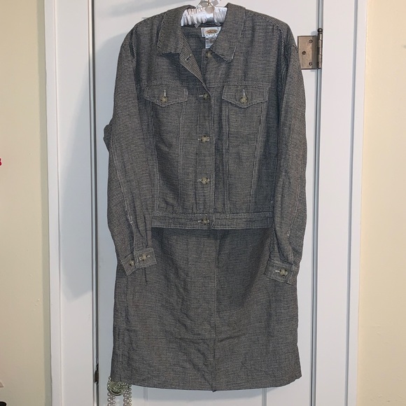 Talbots 2-Piece: Midi Skirt & Jacket, Linen Blend, Houndstooth Check, EUC, Chic! - Picture 2 of 15